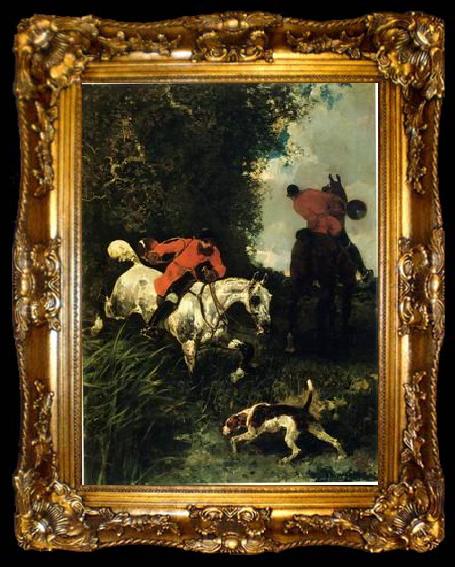 framed  unknow artist Classical hunting fox, Equestrian and Beautiful Horses, 194., ta009-2